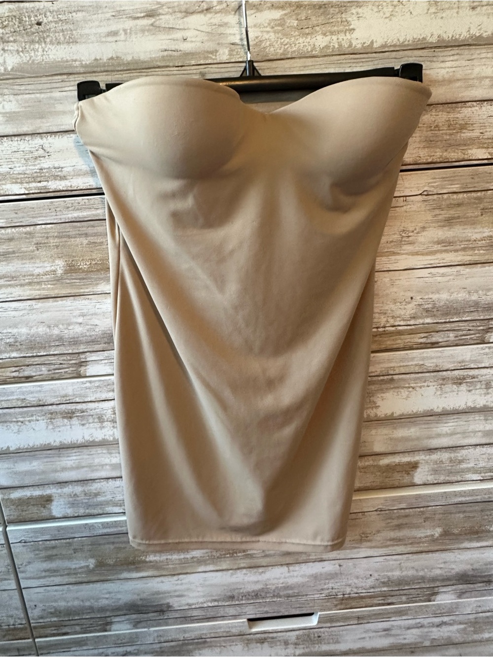 🤍 Flexees Maidenform Strapless Shapewear Slip 38B Nude Beige Control Dress